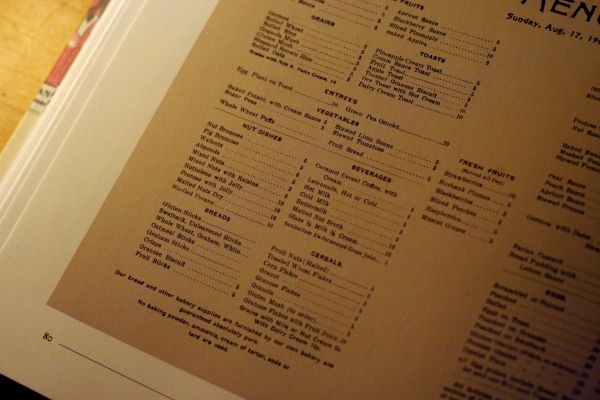 Menukaart The Vegetarian, Los Angeles 1902 Menu Dessign America Taschen Vegetarian Los Angeles 1902